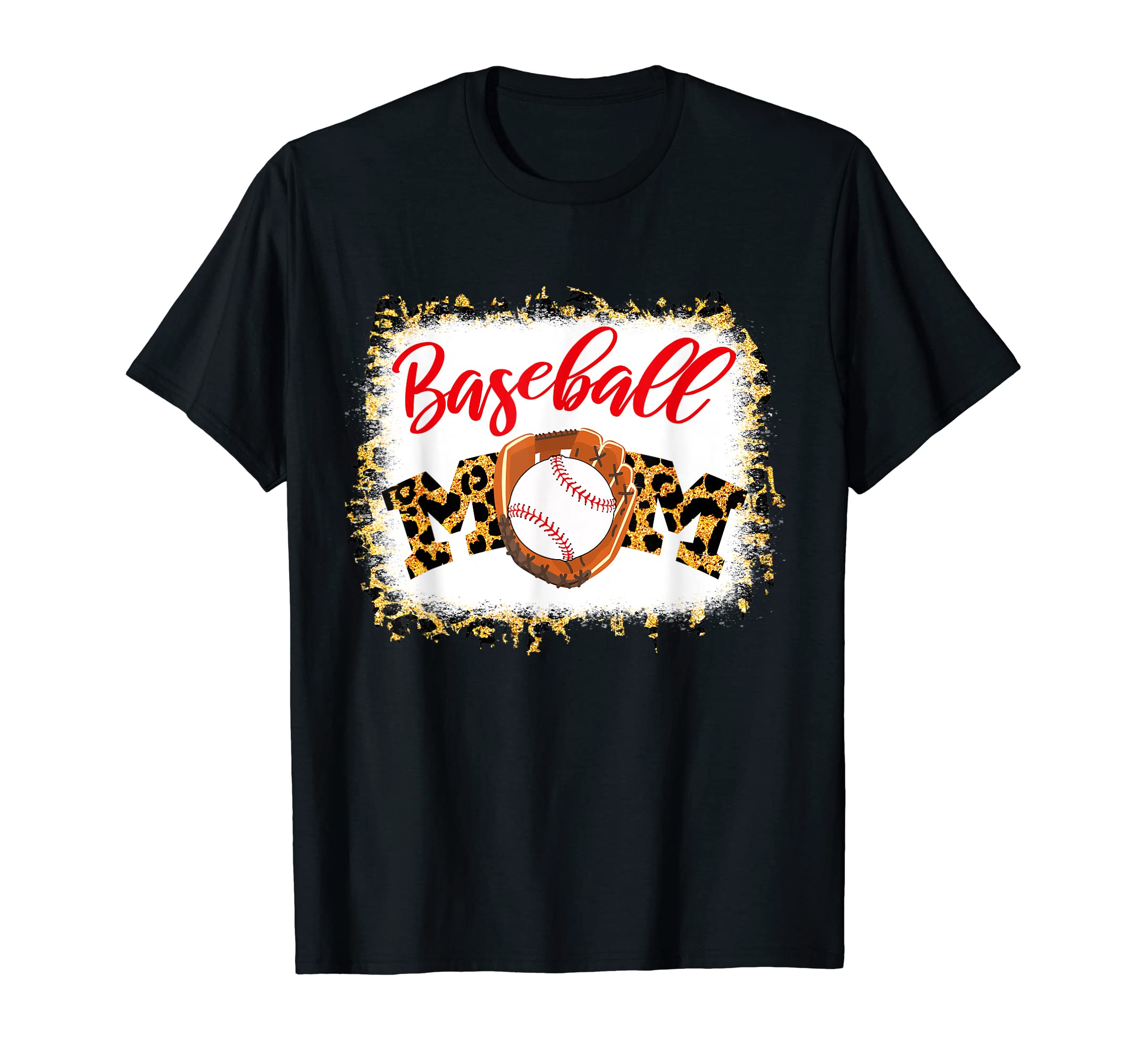 Baseball Mom Bleached Leopard Mothers T-Shirt - Novelty Apparel for Adults - T-Shirt, Sweatshirt, Hoodie