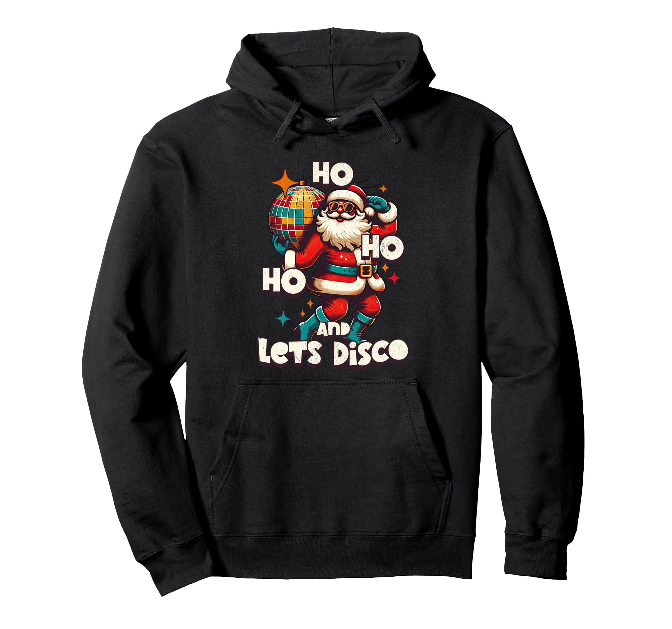 Lets Disco Party Groovy Santa 70S Hoodie - Casual Everyday Wear Men Women - T-Shirt, Sweatshirt, Hoodie