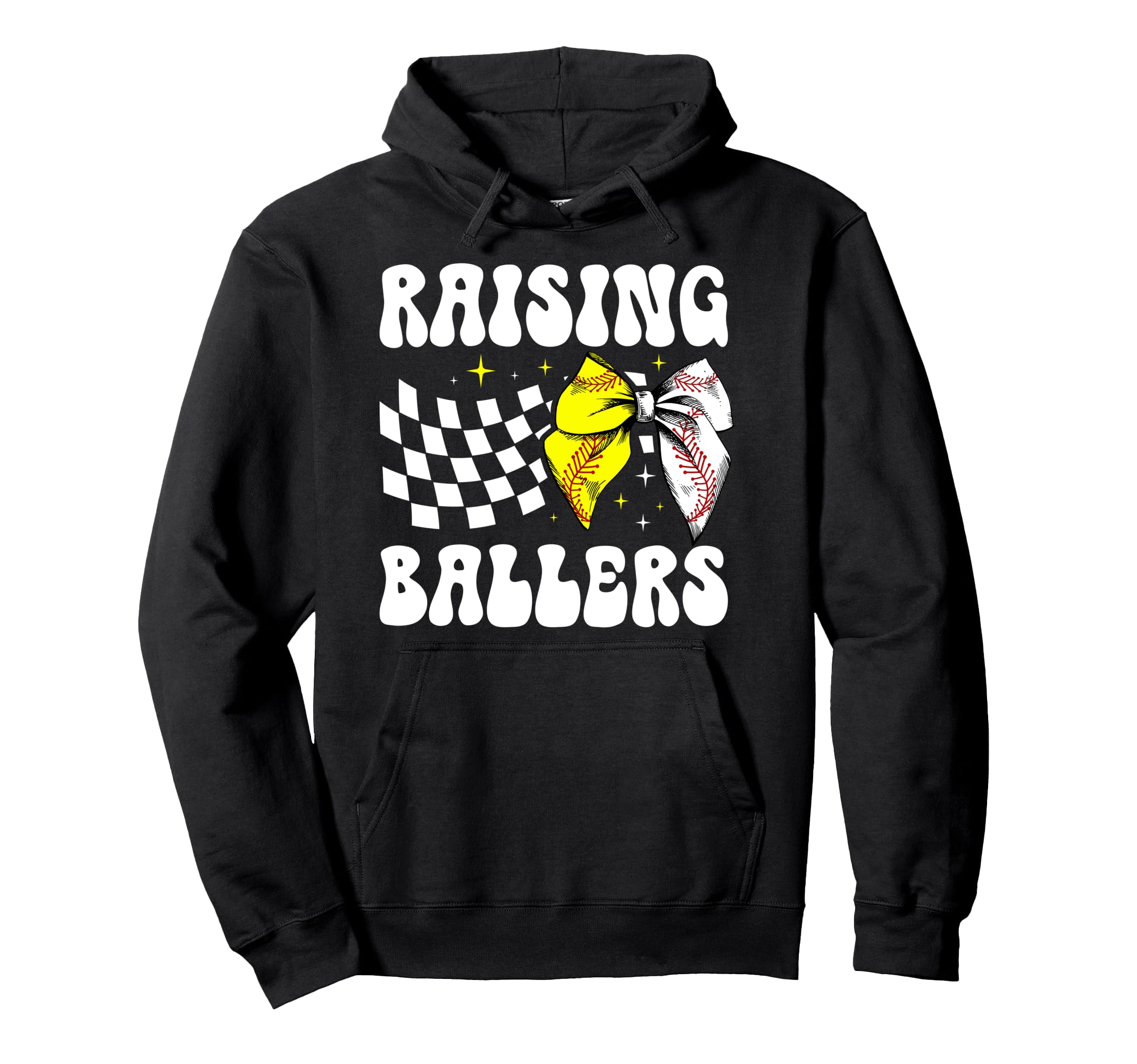 Raising Ballers Groovy Baseball Hoodie - Fun Novelty Design Unisex - T-Shirt, Sweatshirt, Hoodie