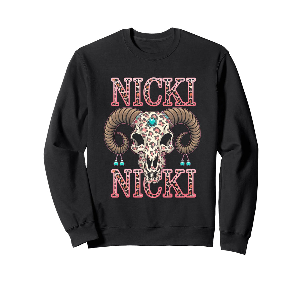 Custom Nicki Name Wife Bull Skeleton Sweatshirt - Trendy Graphic Unisex - T-Shirt, Sweatshirt, Hoodie