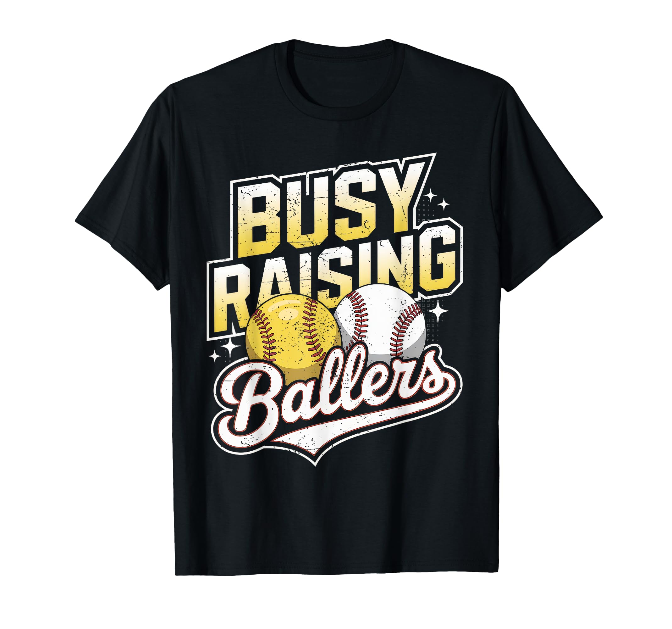 Busy Raising Ballers Softball And T-Shirt - Aesthetic Graphic for Adults - T-Shirt, Sweatshirt, Hoodie