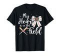 Baseball Mom My Heart Is That Field Bow T-Shirt - Minimalist Print Unisex - T-Shirt, Sweatshirt, Hoodie