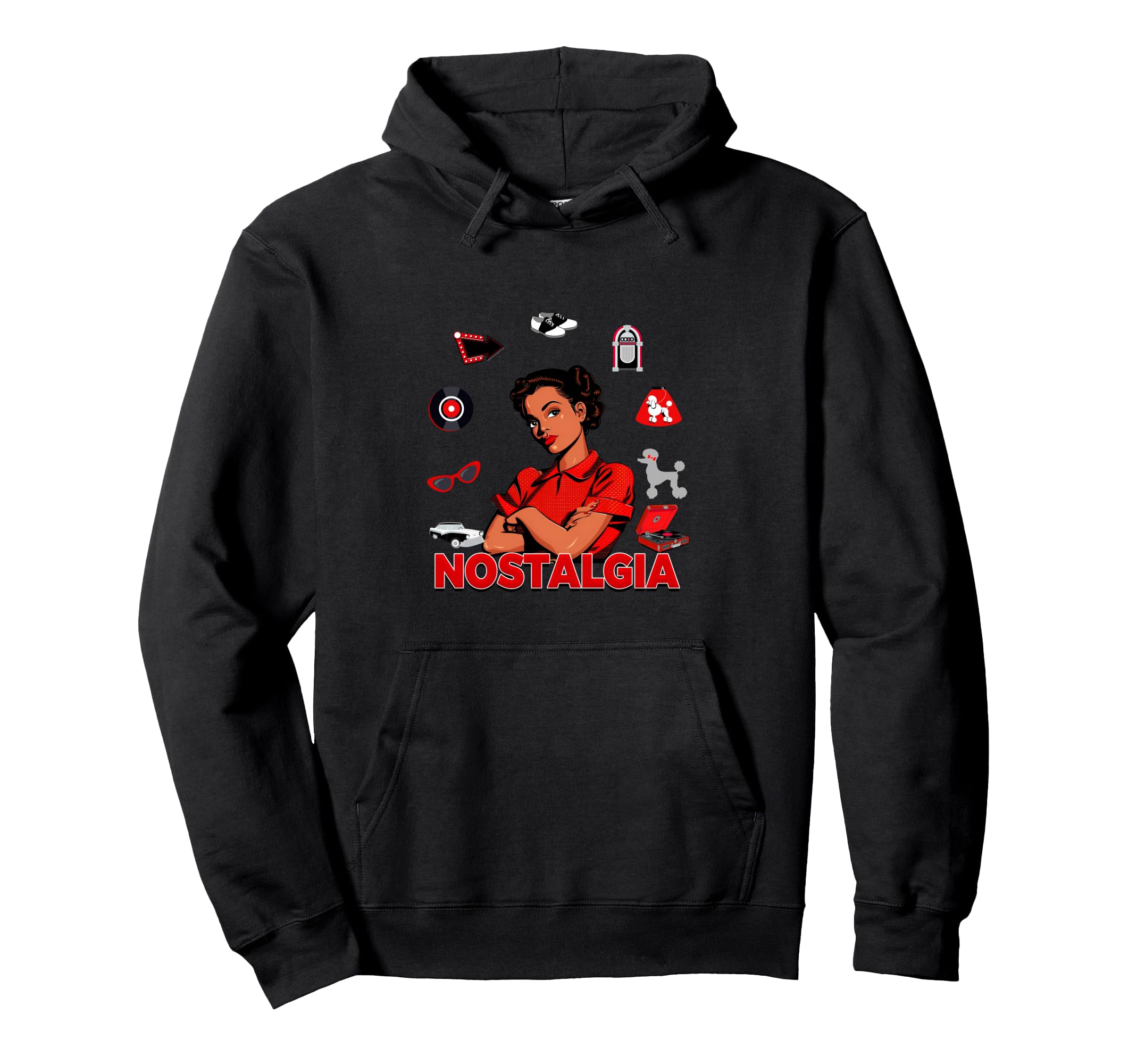 Sock Hop Diner Poodle 1950S 50S Hoodie - Fun Novelty Design for Adults - T-Shirt, Sweatshirt, Hoodie