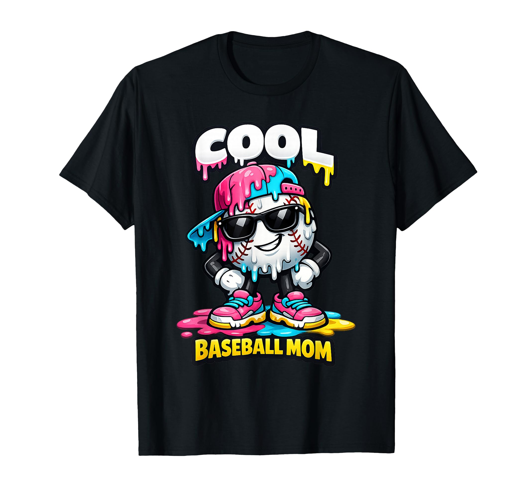 Ice Cream Drip Baseball Baseball Mom T-Shirt - Novelty Apparel Unisex - T-Shirt, Sweatshirt, Hoodie