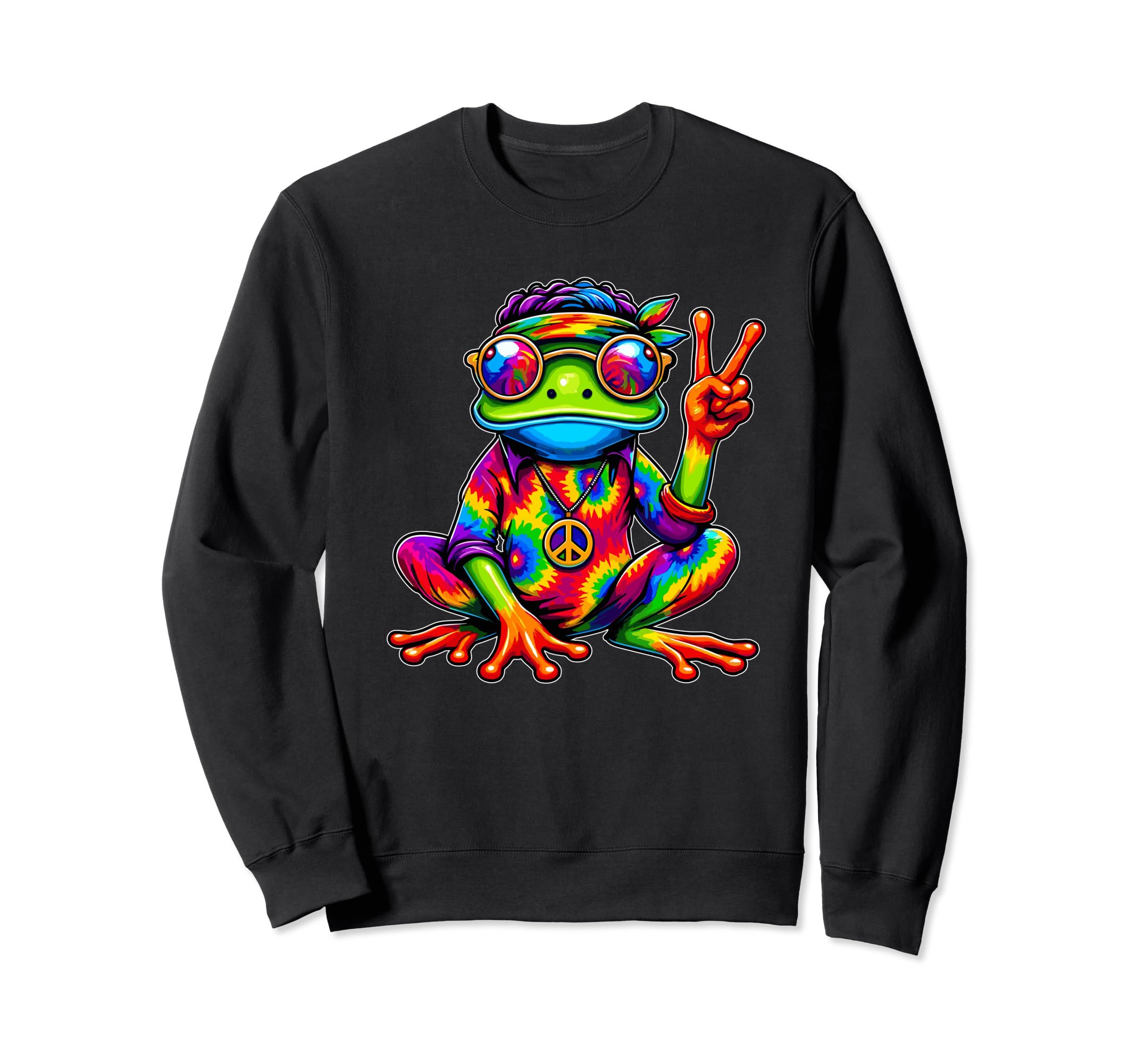 Hippie Tie Dye Frog 70S Party 60S Sweatshirt - Novelty Apparel Men Women - T-Shirt, Sweatshirt, Hoodie