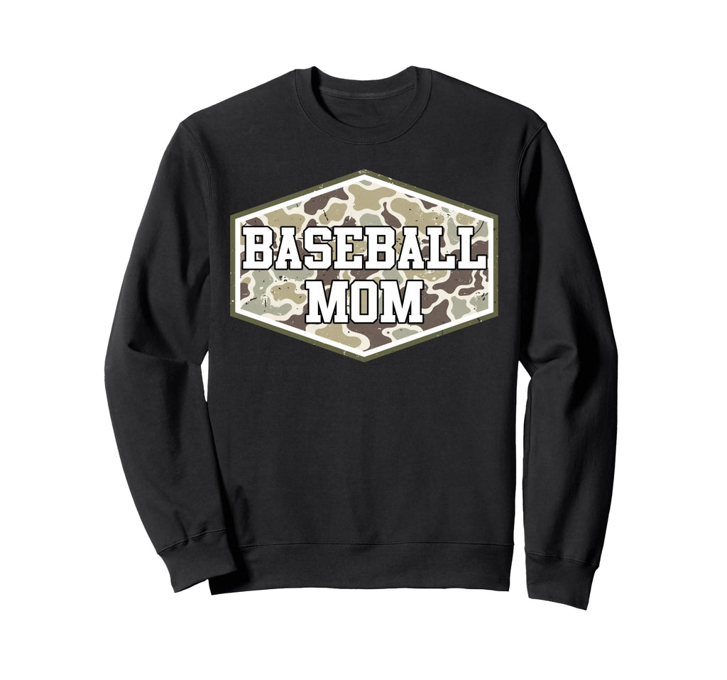 Camo Baseball Mom Camouflage Sweatshirt - Fun Novelty Design for Adults - T-Shirt, Sweatshirt, Hoodie