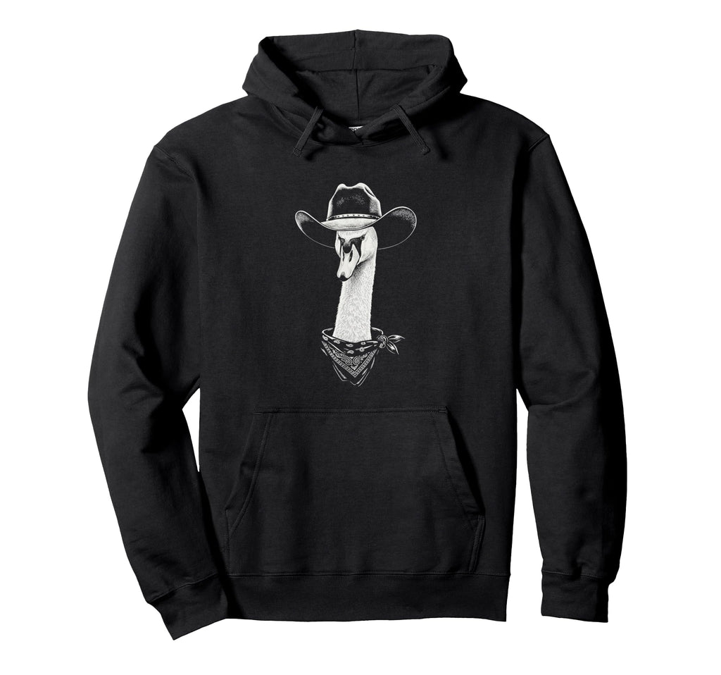 Cowboy Swan Portrait Western Bird Hoodie - Minimalist Print for Adults - T-Shirt, Sweatshirt, Hoodie