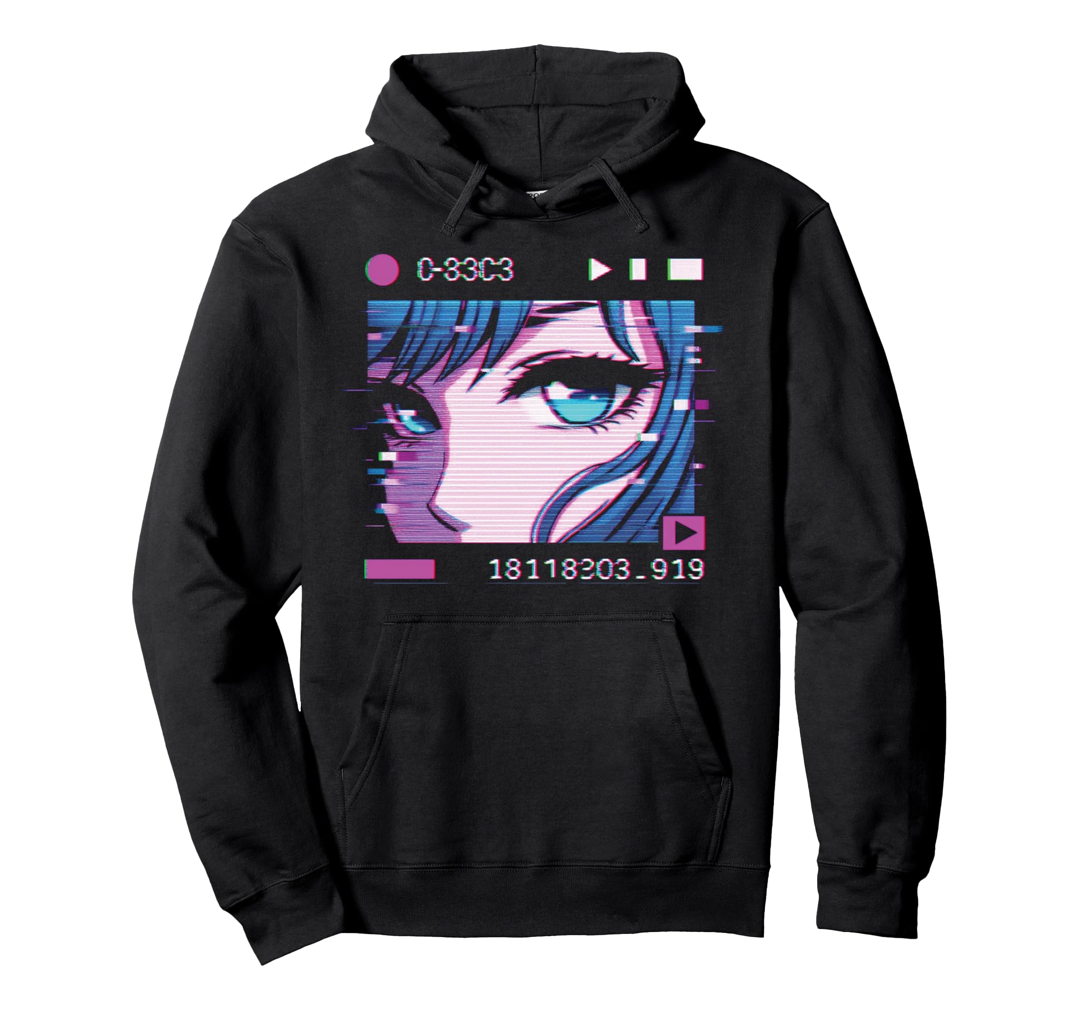 Anime Vaporwave Aesthetic Glitch Hoodie - Fun Novelty Design Unisex - T-Shirt, Sweatshirt, Hoodie
