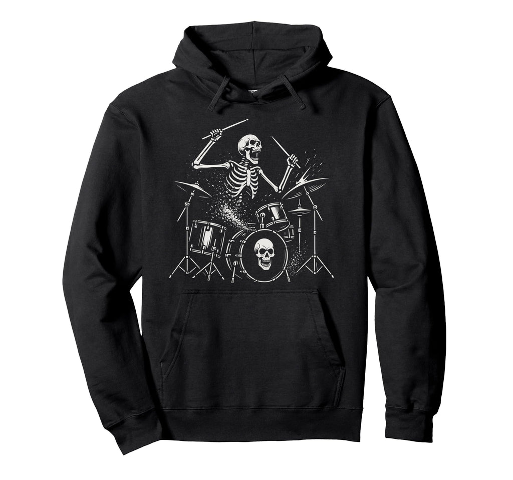Rock Skeleton Hand Drummer Skull Beats Hoodie - Minimalist Print Men Women - T-Shirt, Sweatshirt, Hoodie