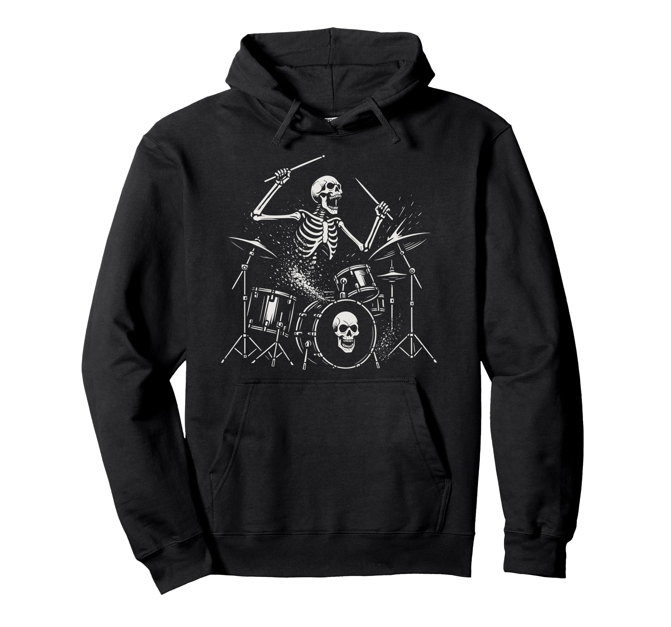 Rock Skeleton Hand Drummer Skull Beats Hoodie - Minimalist Print Men Women - T-Shirt, Sweatshirt, Hoodie
