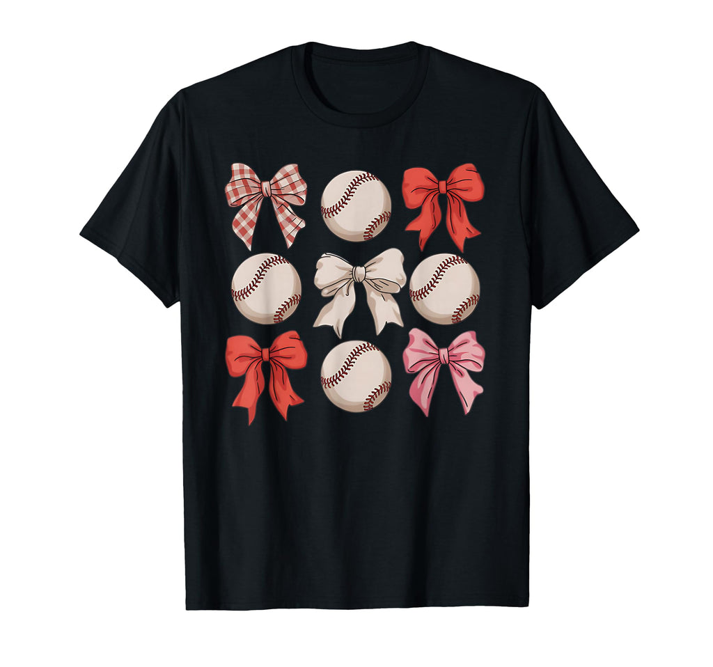 Baseball Coquette Bow Mom Sister T-Shirt - Unique Graphic Unisex - T-Shirt, Sweatshirt, Hoodie