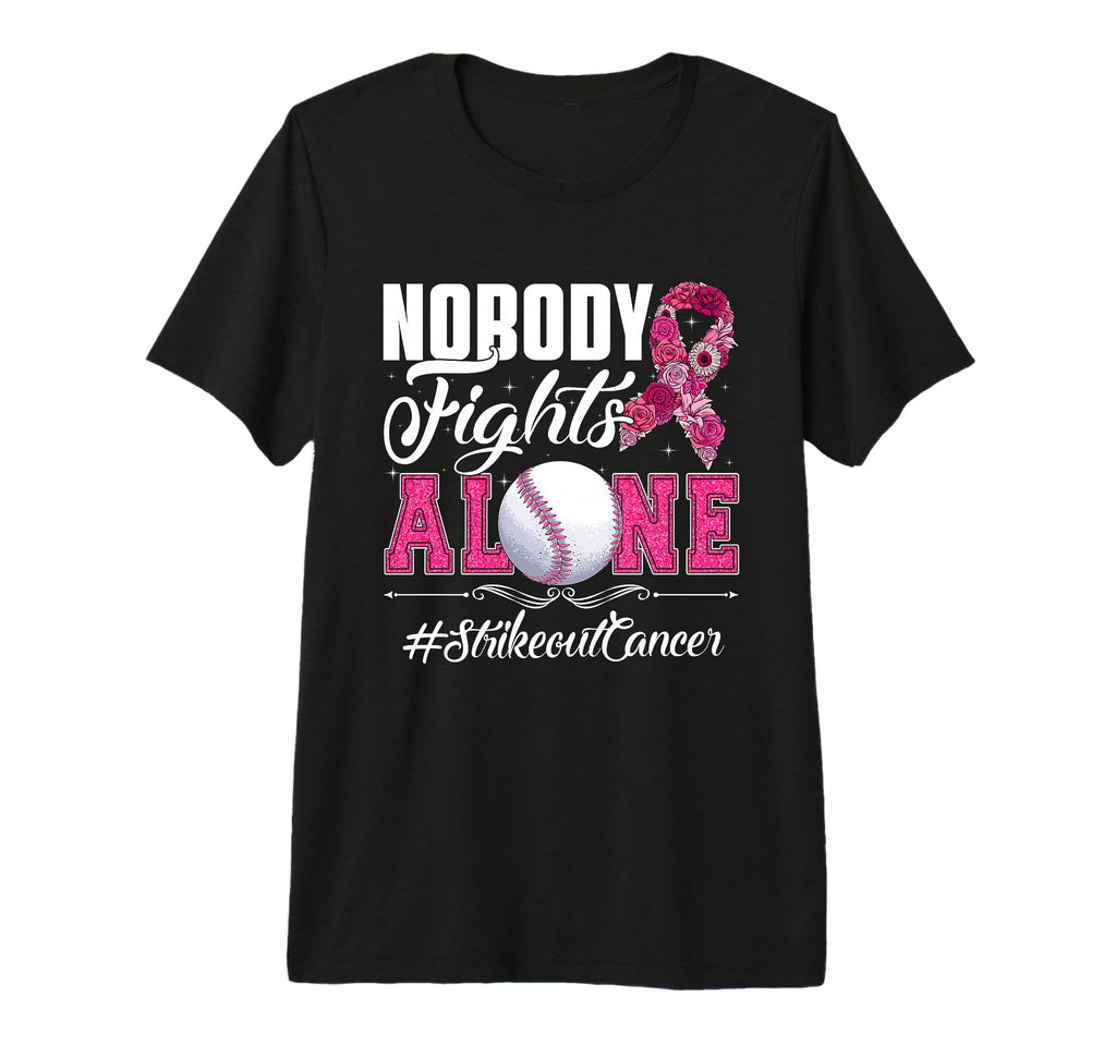 Nobody Fights Alone Strike Out Breast T-Shirt - Trendy Graphic Unisex - T-Shirt, Sweatshirt, Hoodie