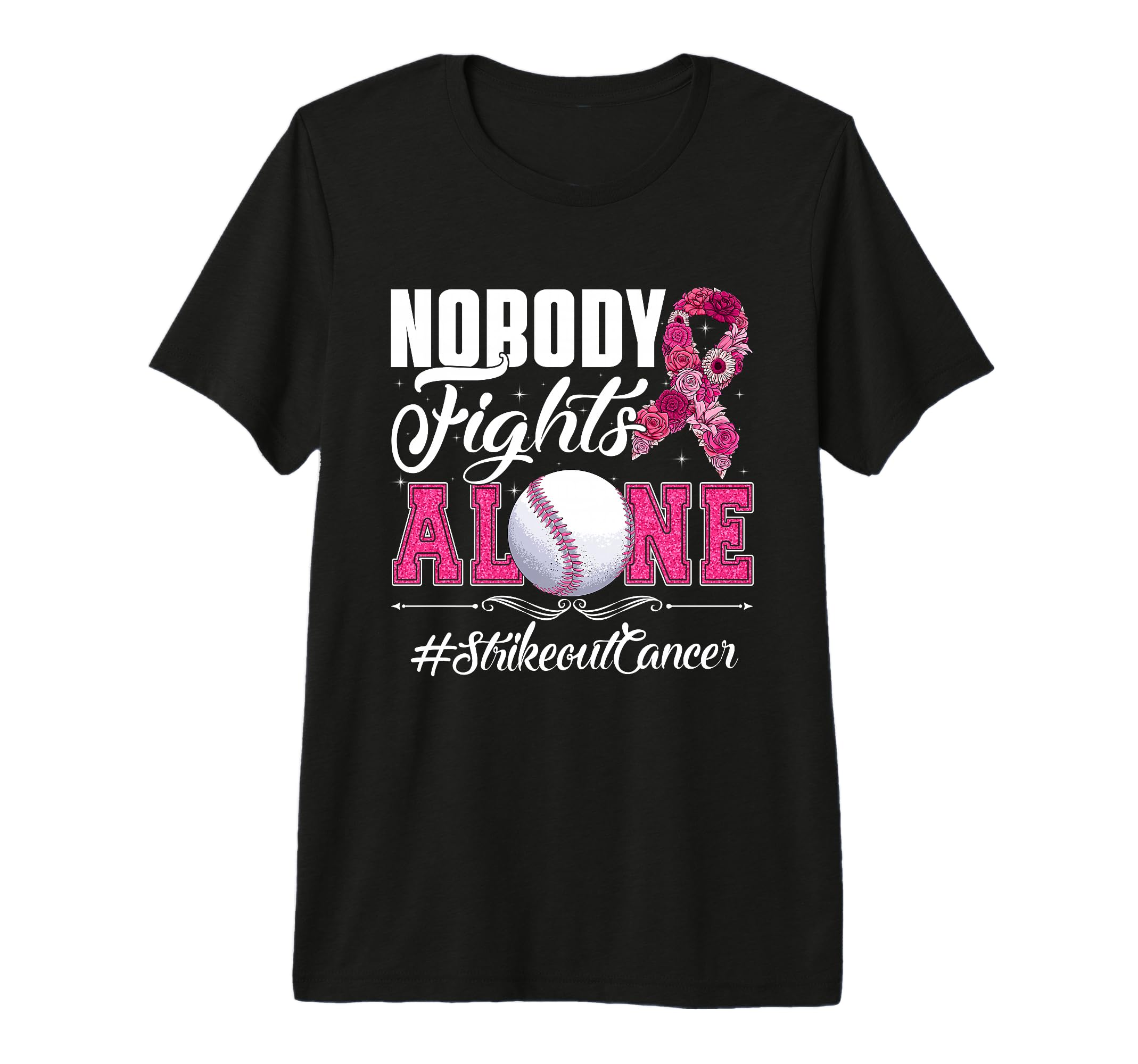 Nobody Fights Alone Strike Out Breast T-Shirt - Trendy Graphic Unisex - T-Shirt, Sweatshirt, Hoodie