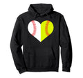 Softball Baseball Split Heart T Ball Hoodie - Streetwear Style for Adults - T-Shirt, Sweatshirt, Hoodie