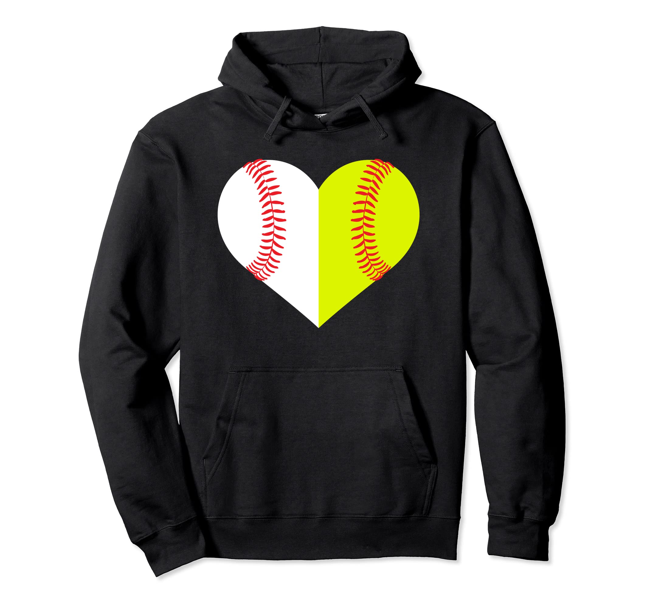 Softball Baseball Split Heart T Ball Hoodie - Streetwear Style for Adults - T-Shirt, Sweatshirt, Hoodie