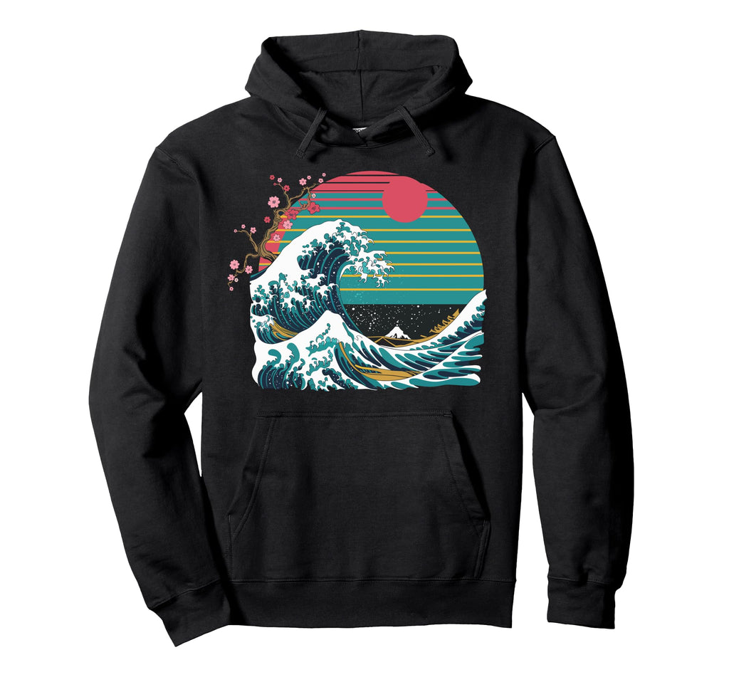 Big Wave Vaporwave Aesthetic 80S Anime Hoodie - Novelty Apparel Men Women - T-Shirt, Sweatshirt, Hoodie