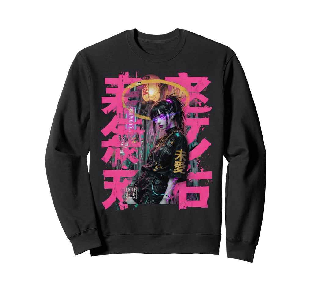 Japanese Cyberpunk Angel Sweatshirt - Minimalist Print Men Women - T-Shirt, Sweatshirt, Hoodie
