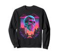 Skull Vaporwave Retrowave Sweatshirt - Novelty Apparel for Adults - T-Shirt, Sweatshirt, Hoodie