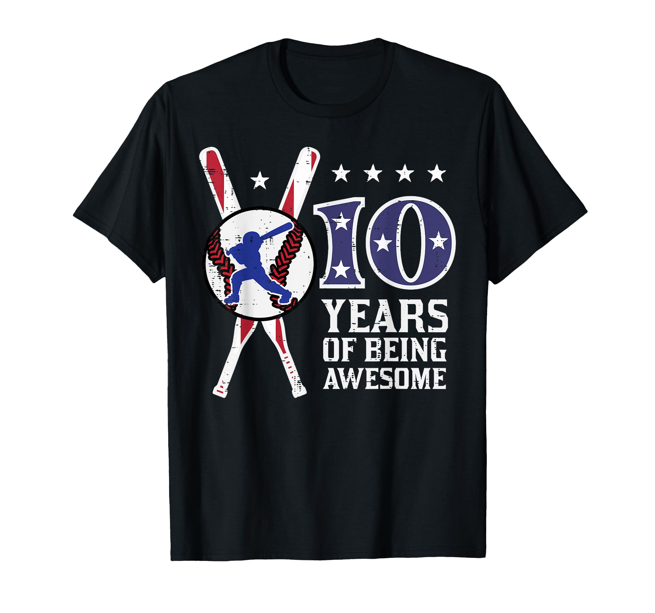 10 Years Being Awesome Baseball Flag T-Shirt - Unique Graphic for Adults - T-Shirt, Sweatshirt, Hoodie
