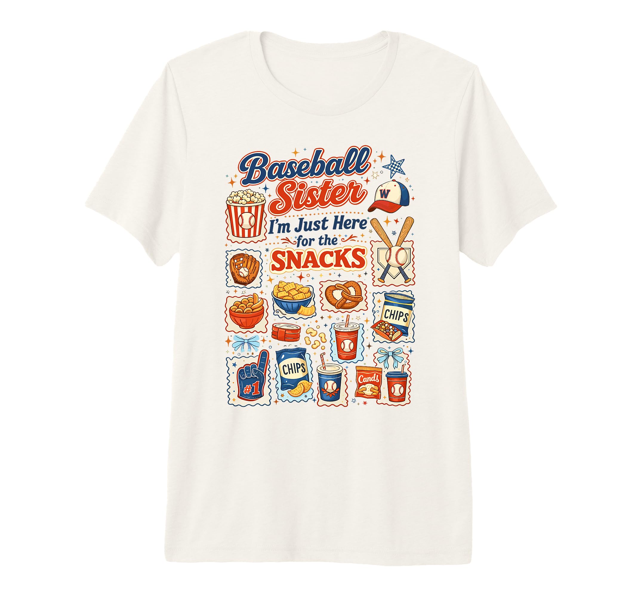 Baseball Sister Im Just Here Snacks T-Shirt - Aesthetic Graphic Men Women - T-Shirt, Sweatshirt, Hoodie
