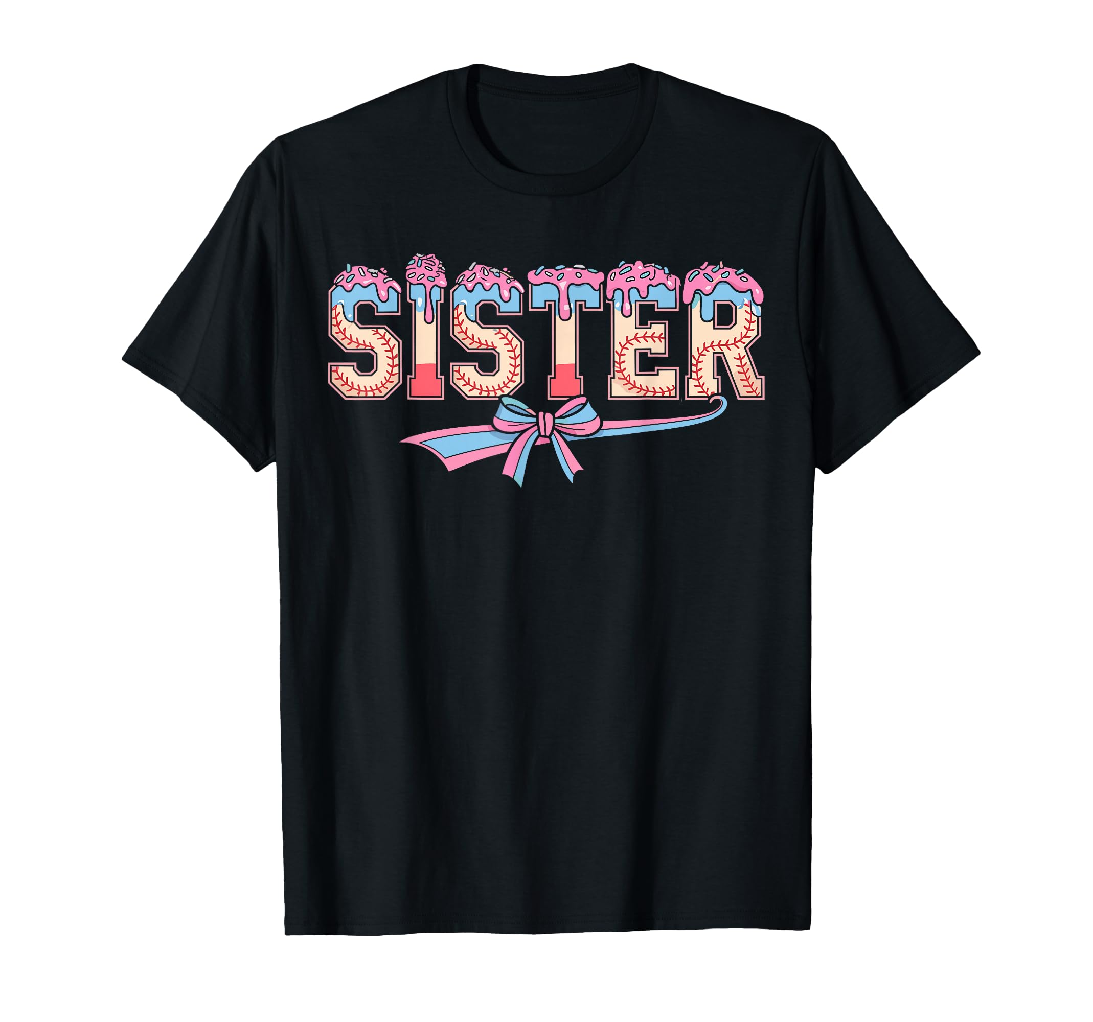Baseball Sister Coquette Bow Ice Cream T-Shirt - Graphic Print for Adults - T-Shirt, Sweatshirt, Hoodie