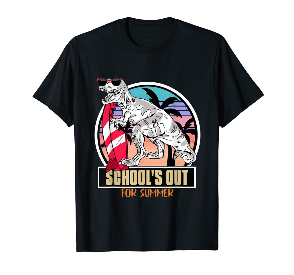 Schools Out Summer Dinosaur Sunset T-Shirt - Novelty Apparel for Adults - T-Shirt, Sweatshirt, Hoodie