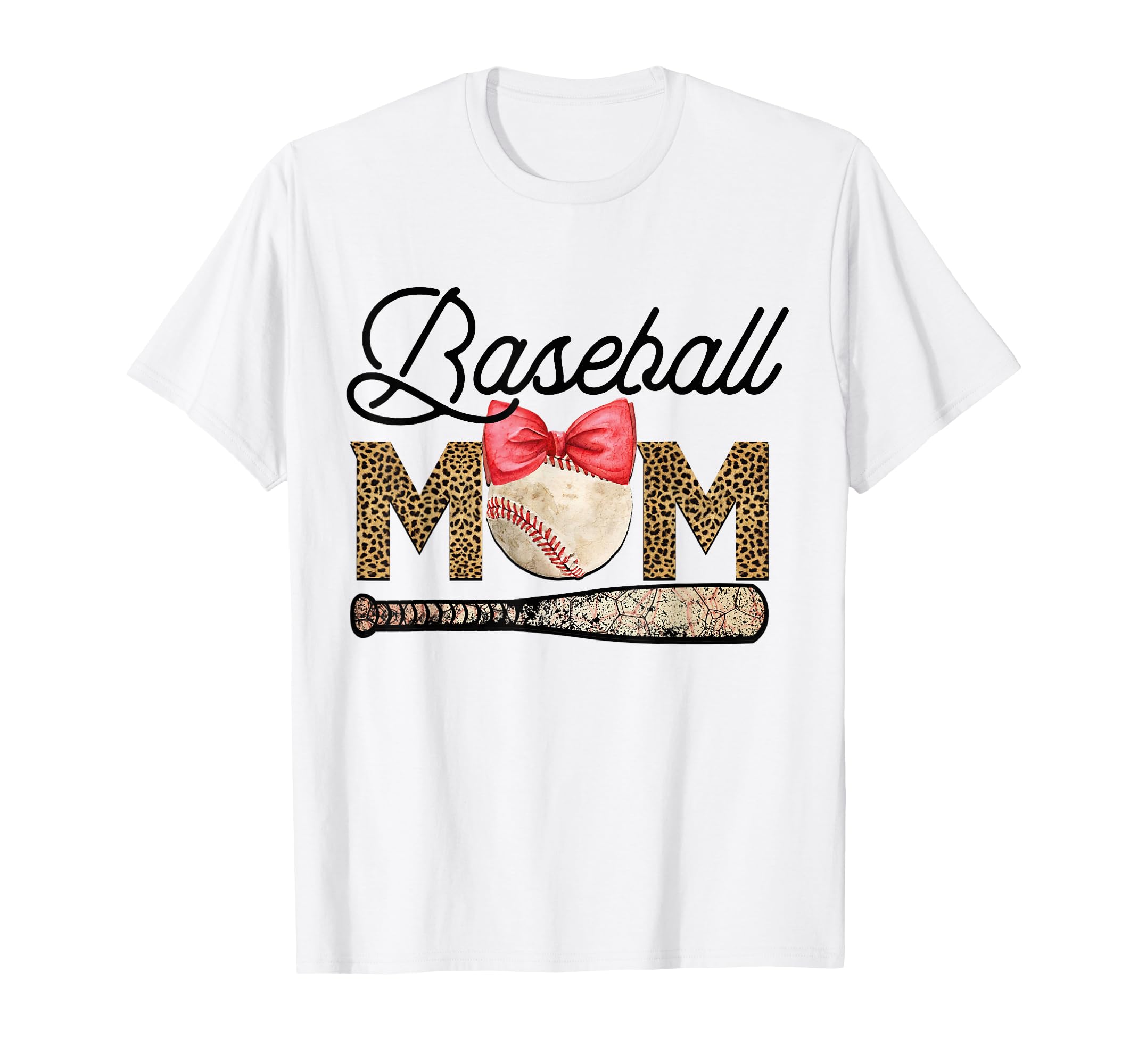 Baseball Mom Leopard Messy Bun T-Shirt - Aesthetic Graphic Men Women - T-Shirt, Sweatshirt, Hoodie
