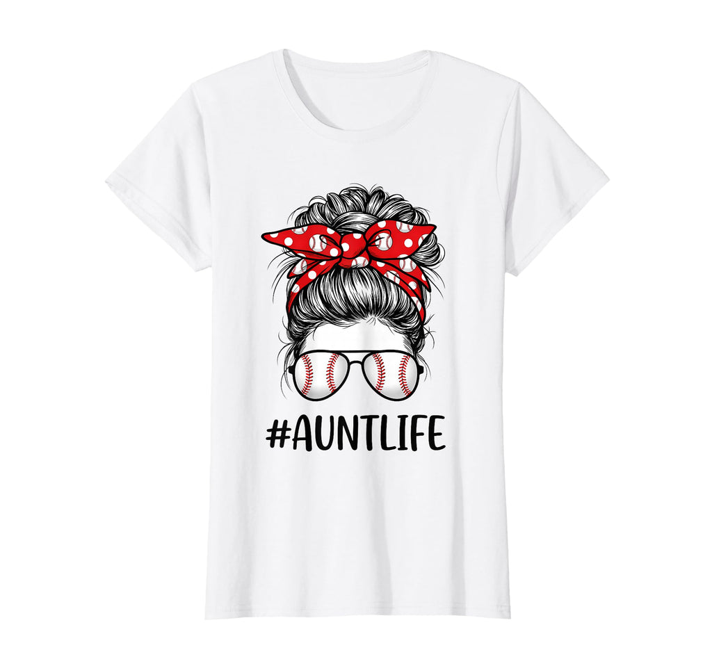 Baseball Aunt Funny Mothers Day Messy Bun T-Shirt - Trendy Graphic Unisex - T-Shirt, Sweatshirt, Hoodie
