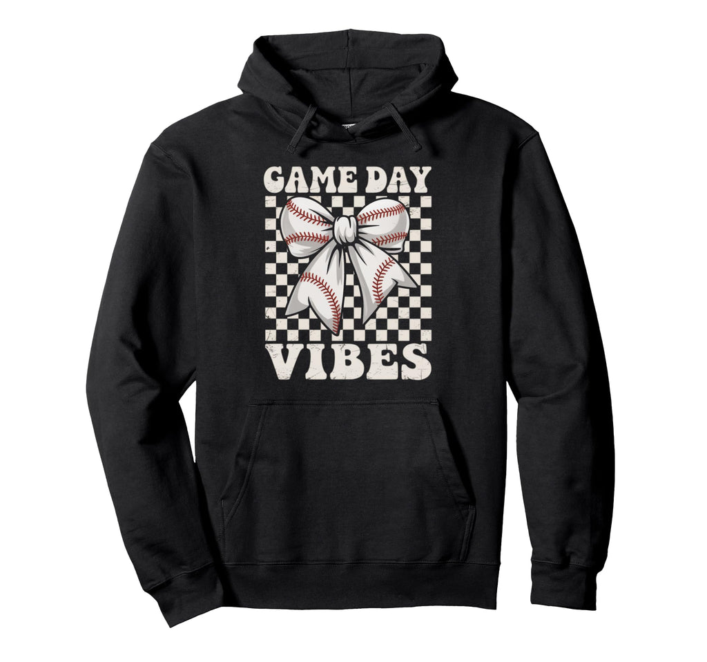 Game Day Vibes Coquette Bow Baseball Hoodie - Aesthetic Graphic Men Women - T-Shirt, Sweatshirt, Hoodie