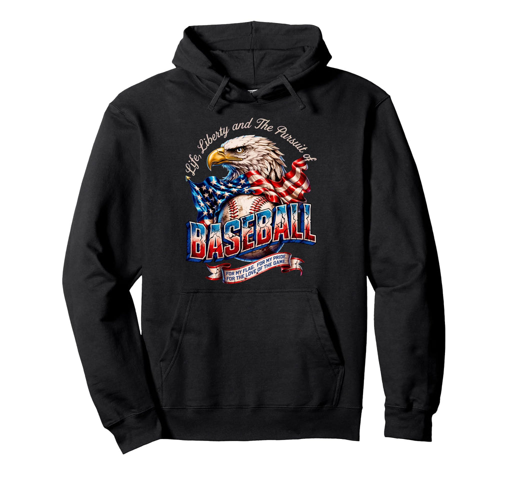 Proud Baseball American Baseball Flag Hoodie - Minimalist Print for Adults - T-Shirt, Sweatshirt, Hoodie