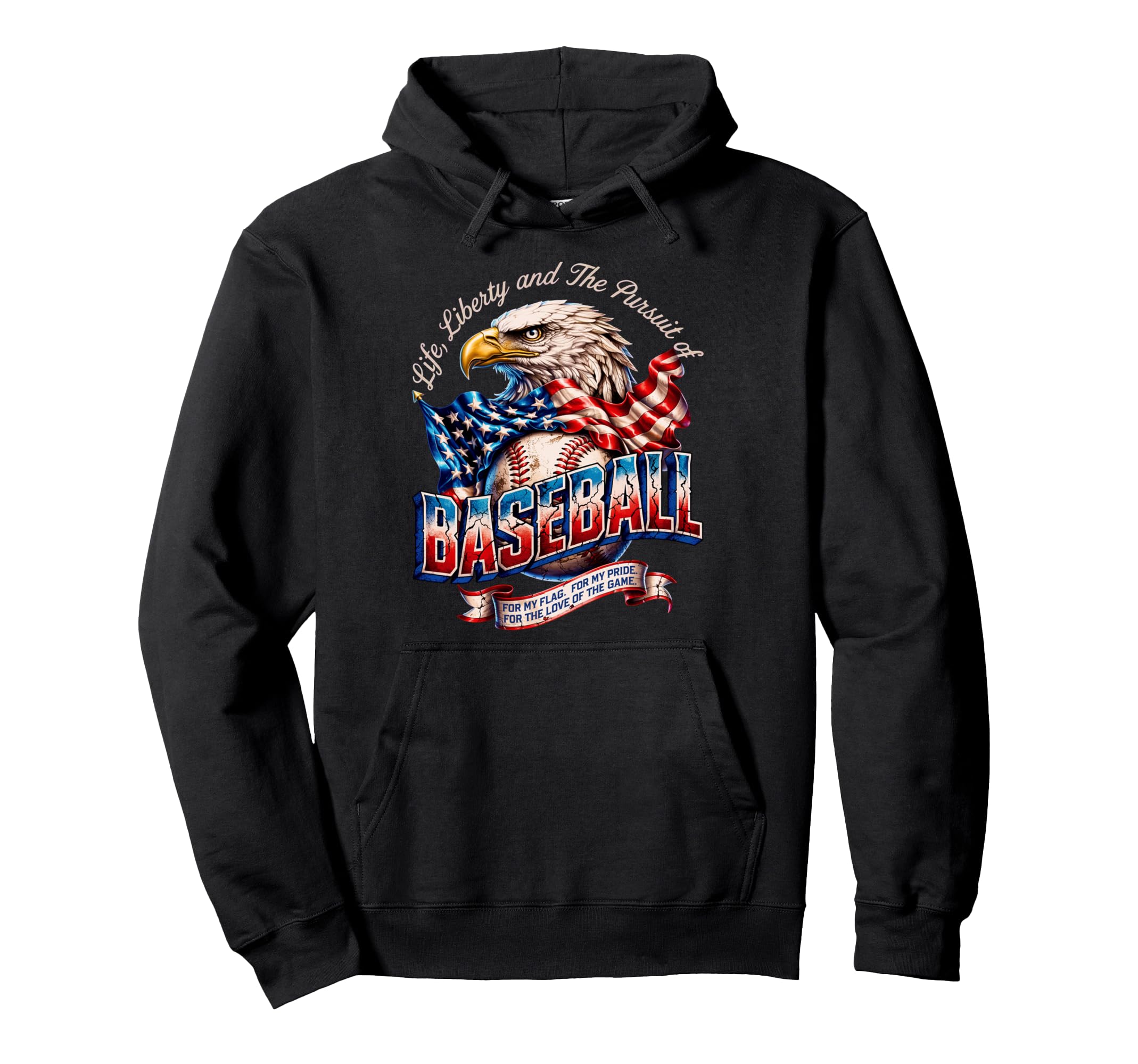 Proud Baseball American Baseball Flag Hoodie - Minimalist Print for Adults - T-Shirt, Sweatshirt, Hoodie
