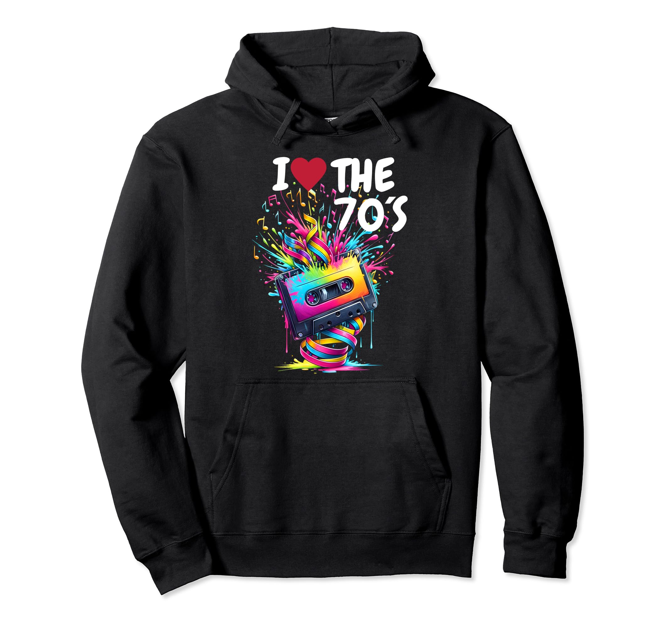 70S Music Notes Cassette Tape Music Hoodie - Streetwear Style for Adults - T-Shirt, Sweatshirt, Hoodie