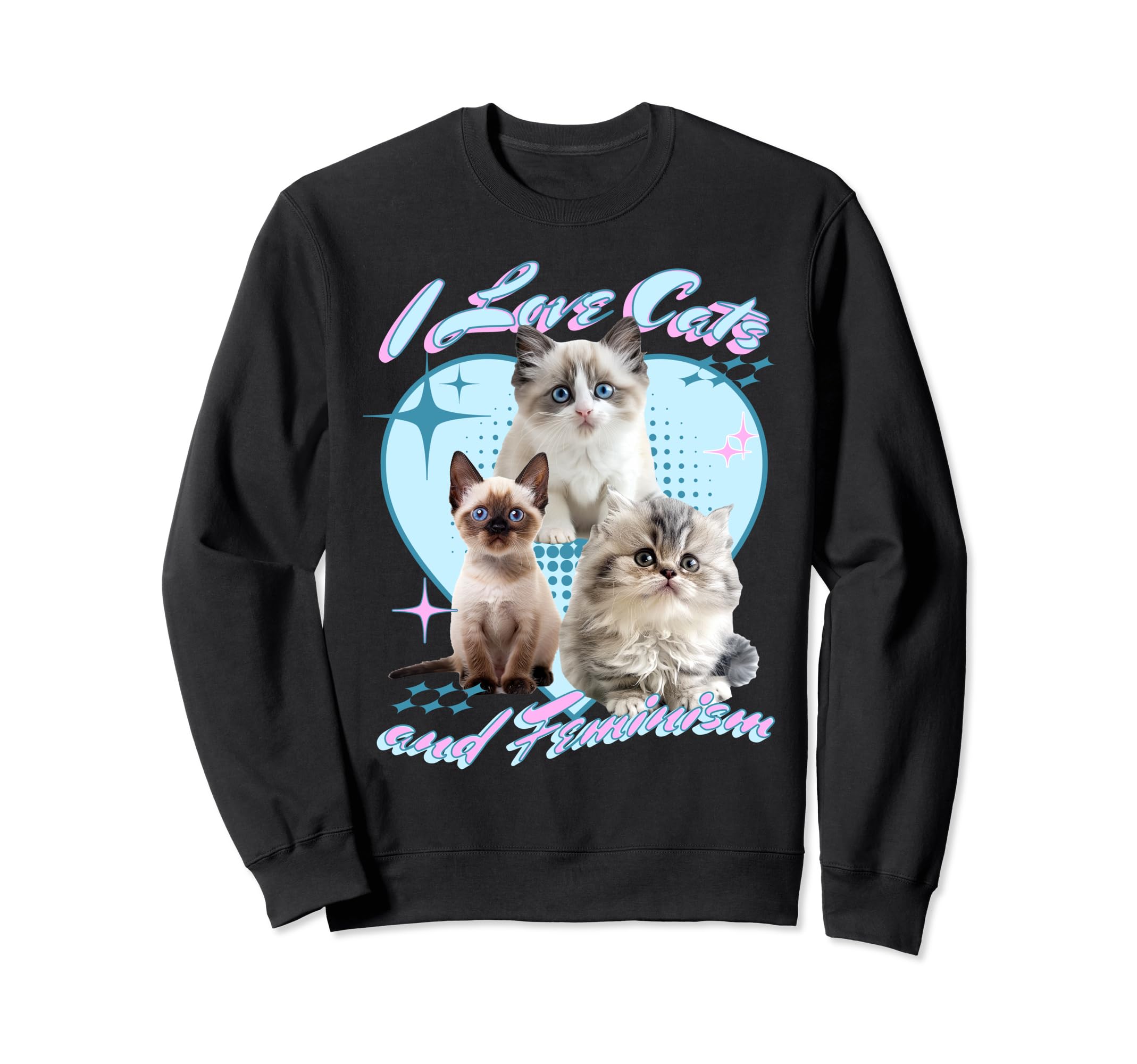 I Love Cats And Feminism Y2K Kawaii Sweatshirt - Minimalist Print Unisex - T-Shirt, Sweatshirt, Hoodie