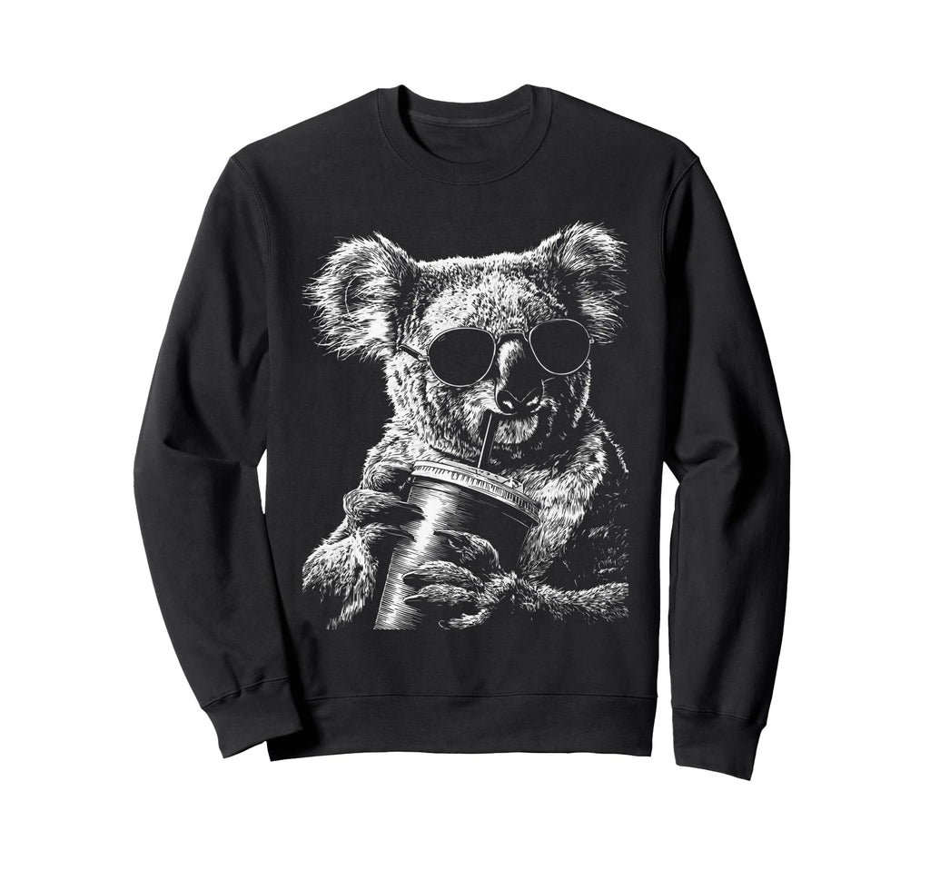 Koala Drinking Iced Coffee Sweatshirt - Casual Everyday Wear Men Women - T-Shirt, Sweatshirt, Hoodie