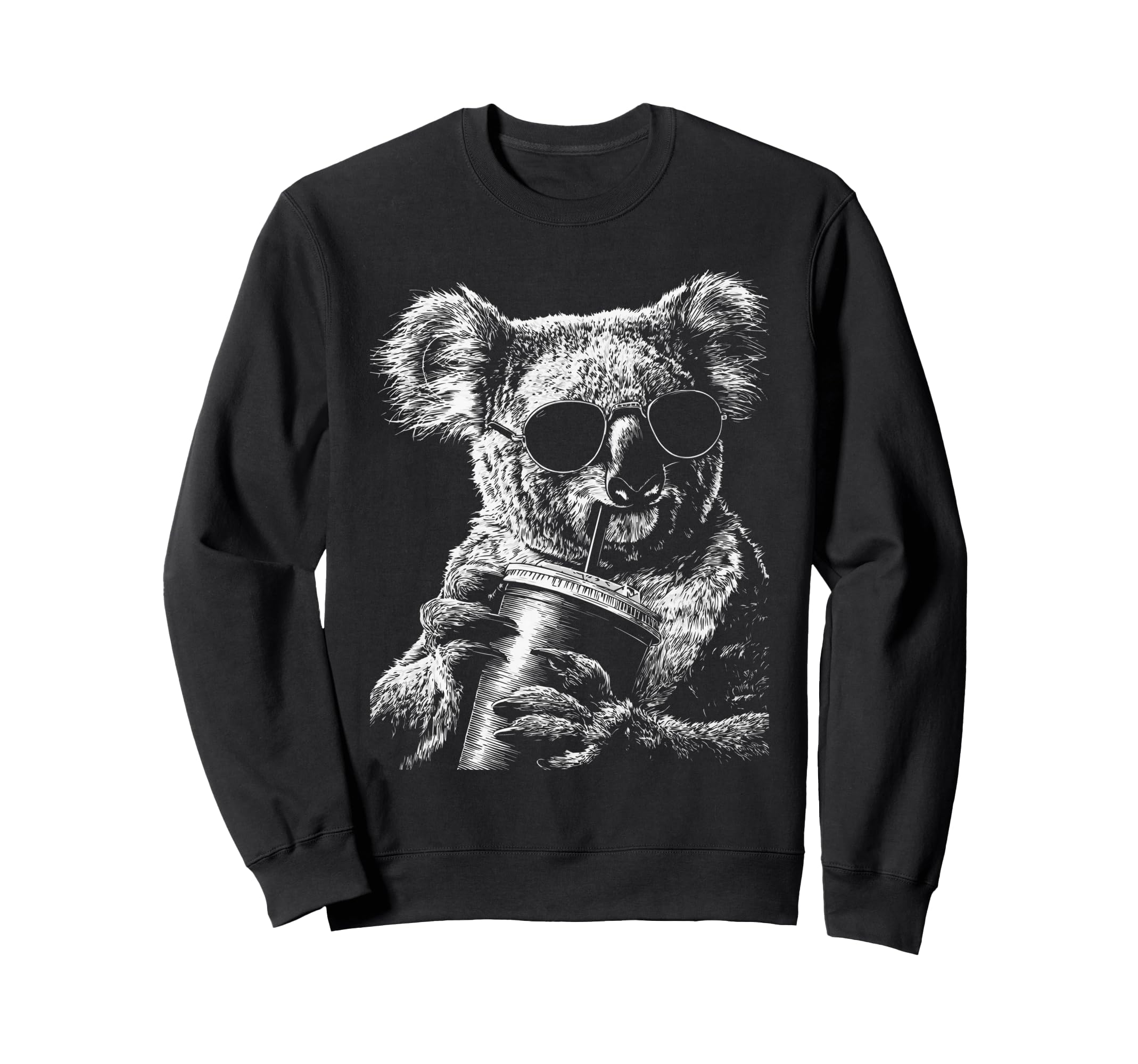 Koala Drinking Iced Coffee Sweatshirt - Casual Everyday Wear Men Women - T-Shirt, Sweatshirt, Hoodie