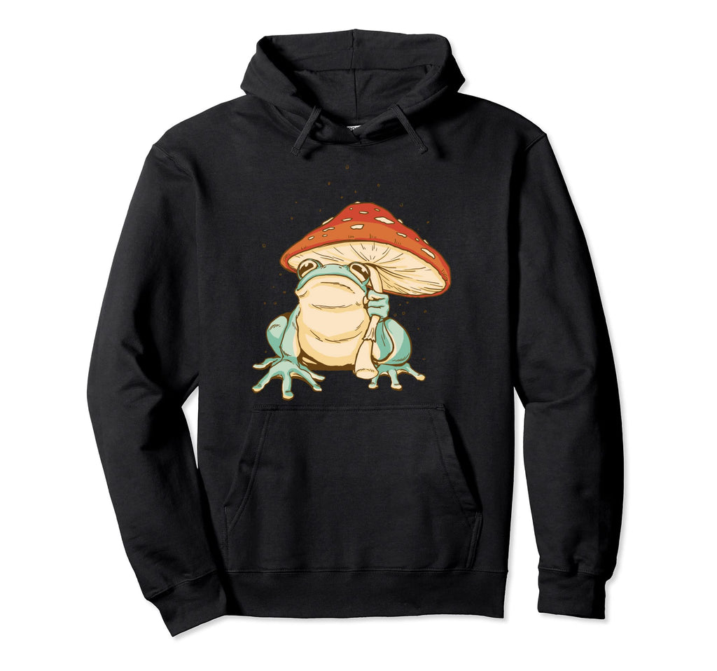 Frog Mushroom Umbrella Boho Hippie Hoodie - Trendy Graphic Unisex - T-Shirt, Sweatshirt, Hoodie