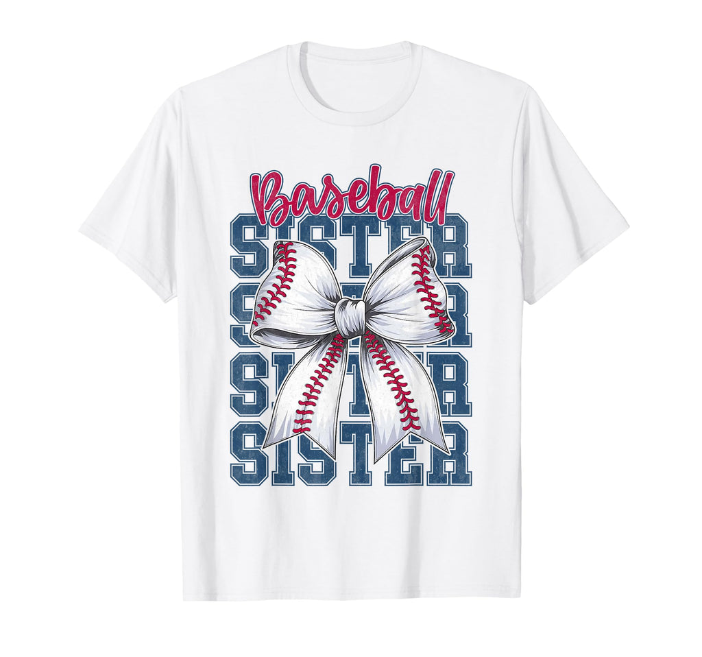 Baseball Sister Coquette Bow T-Shirt - Casual Everyday Wear for Adults - T-Shirt, Sweatshirt, Hoodie