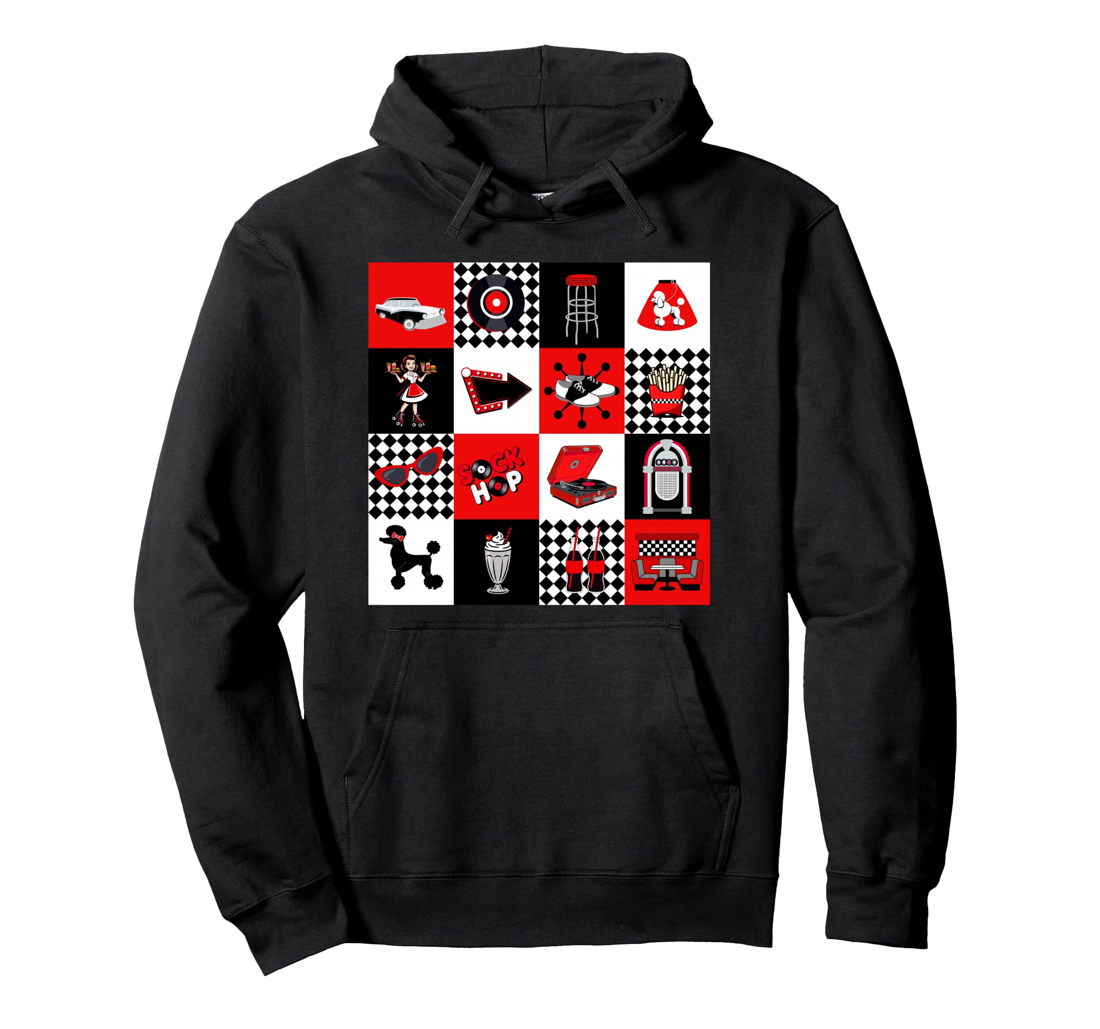 Sock Hop Diner Poodle 1950S 50S Hoodie - Casual Everyday Wear Men Women - T-Shirt, Sweatshirt, Hoodie