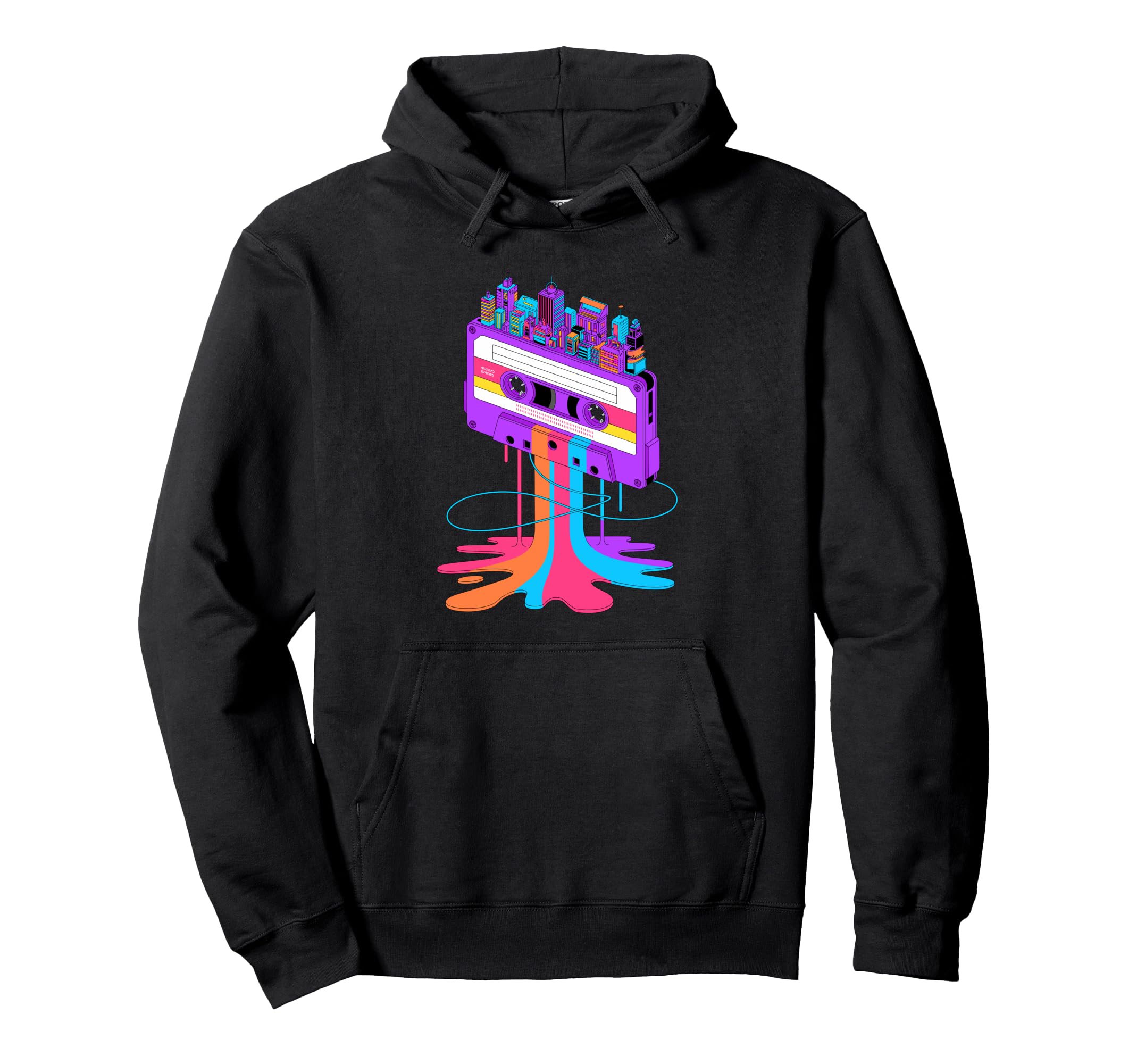 Dripping Paint Art Cassette Tape Hoodie - Aesthetic Graphic for Adults - T-Shirt, Sweatshirt, Hoodie