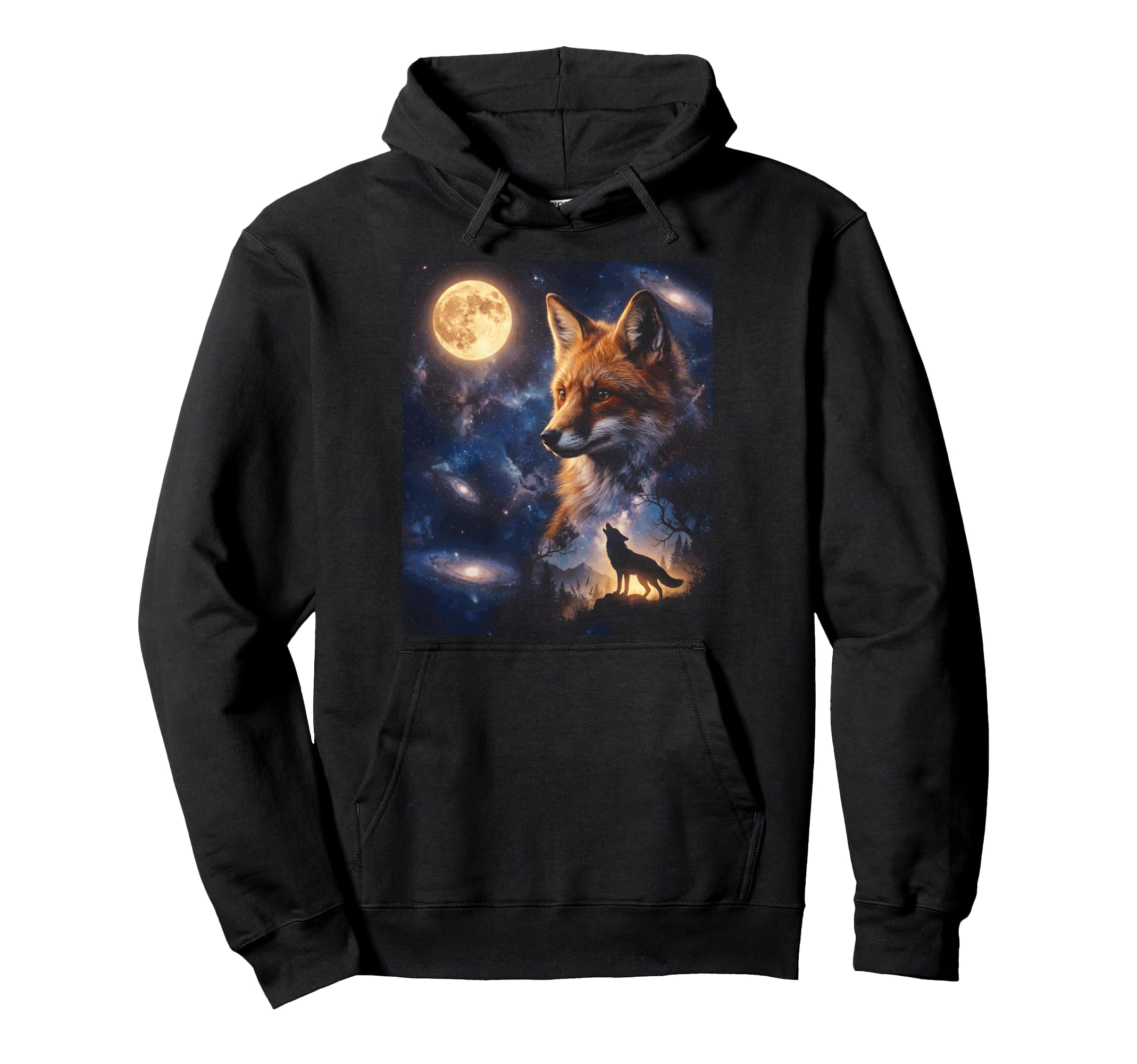 90S Fox Howling Moon Y2K Aesthetic Hoodie - Unique Graphic Unisex - T-Shirt, Sweatshirt, Hoodie
