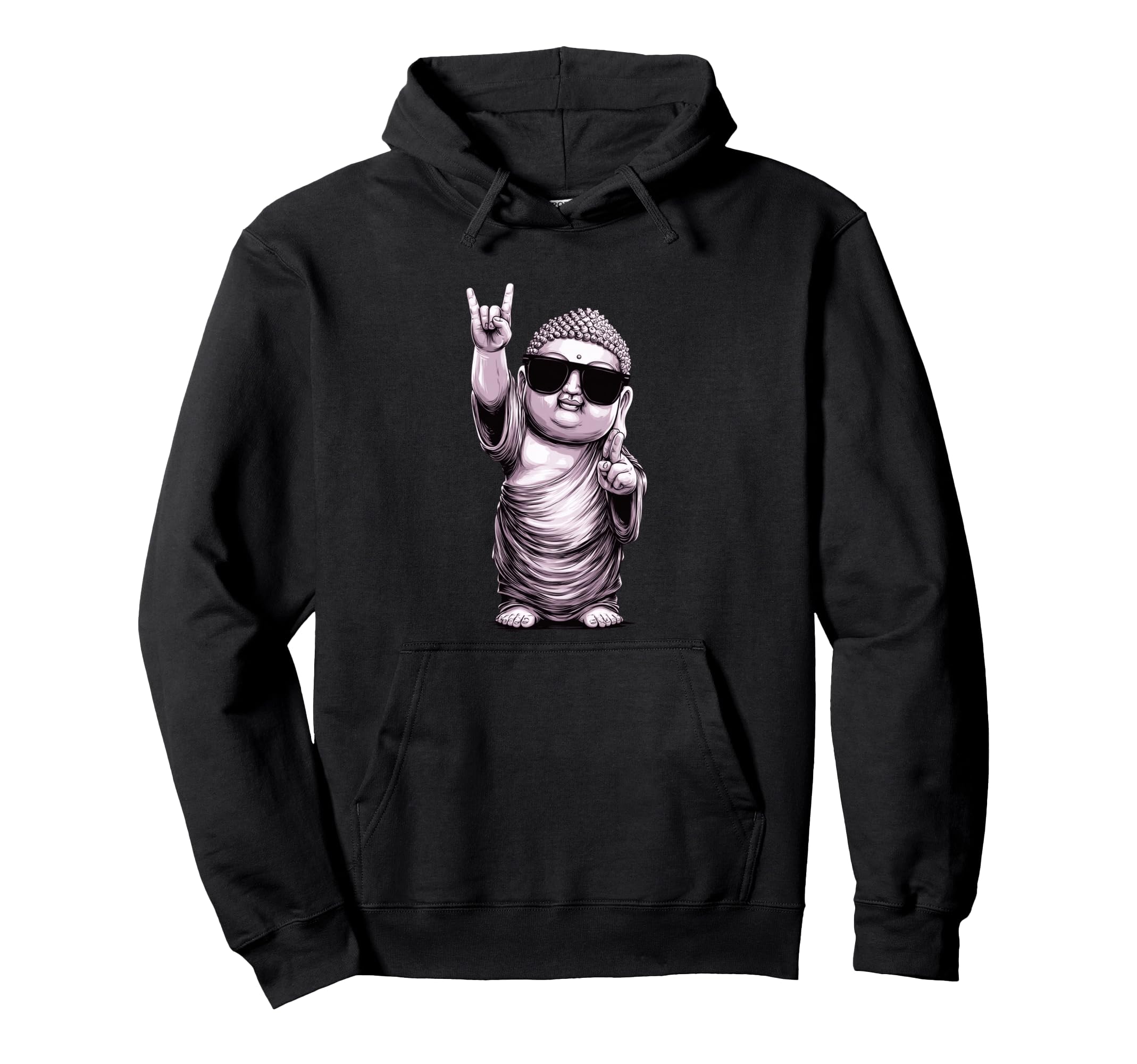 Buddha Peace Sign Rock Hoodie - Casual Everyday Wear for Adults - T-Shirt, Sweatshirt, Hoodie