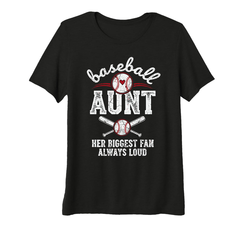 Womens Baseball Aunt Biggest Fan T-Shirt - Casual Everyday Wear Men Women - T-Shirt, Sweatshirt, Hoodie
