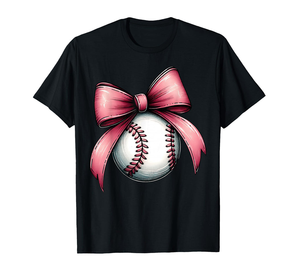 Coquette Bow Baseball Player Team T-Shirt - Graphic Print Men Women - T-Shirt, Sweatshirt, Hoodie