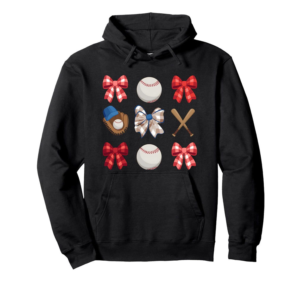 Baseball Sister Coquette Bow Mothers Day Hoodie - Graphic Print Unisex - T-Shirt, Sweatshirt, Hoodie