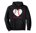 Mothers Day Distressed Baseball Mama Heart Hoodie - Unique Graphic Unisex - T-Shirt, Sweatshirt, Hoodie