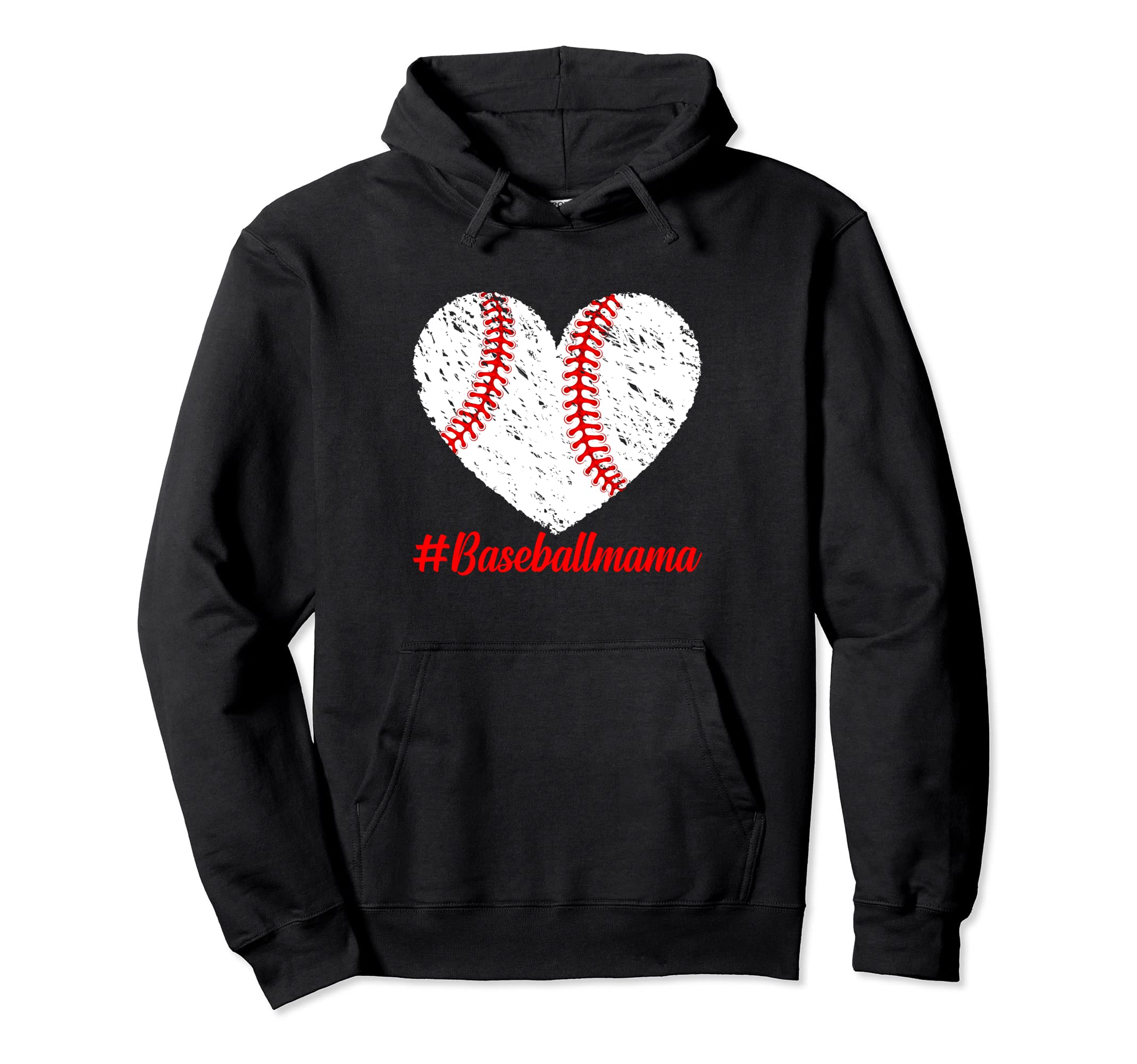 Mothers Day Distressed Baseball Mama Heart Hoodie - Unique Graphic Unisex - T-Shirt, Sweatshirt, Hoodie