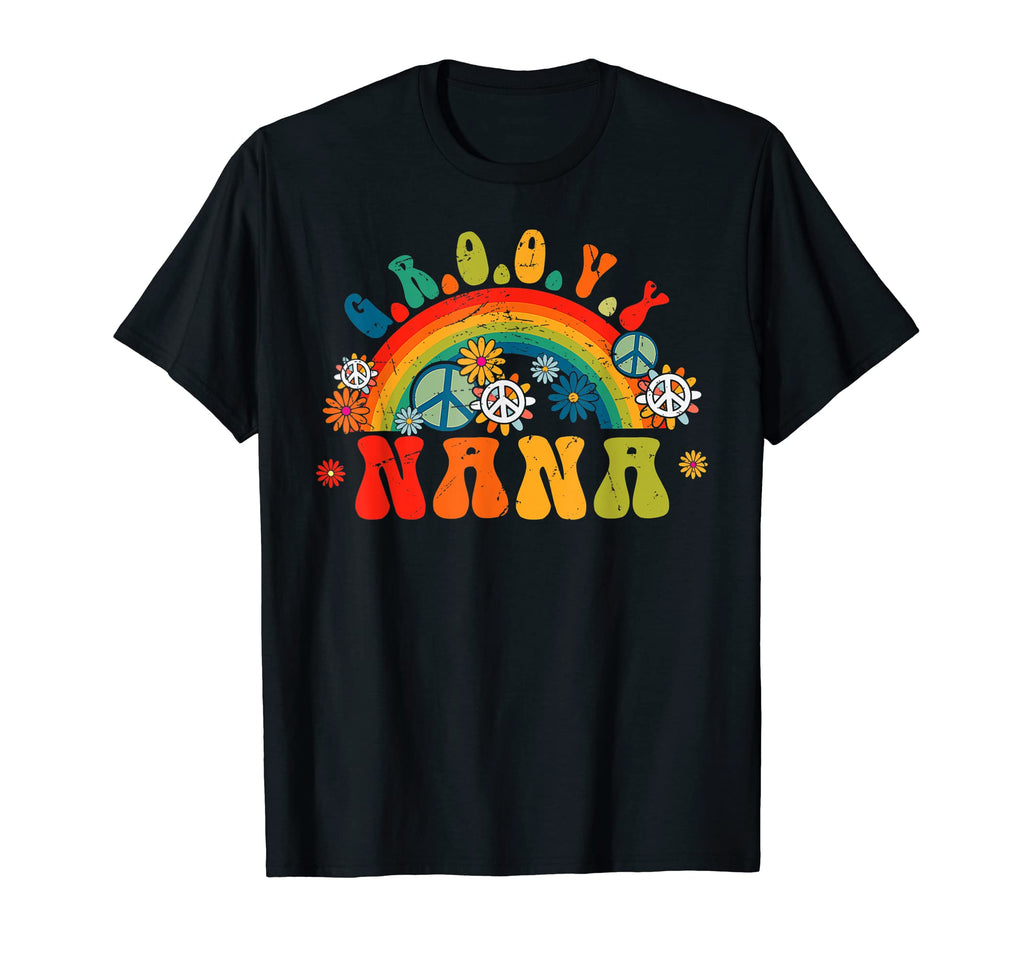 Groovy Nana Rainbow Colorful Flowers Mom T-Shirt - Unique Graphic Unisex - T-Shirt, Sweatshirt, Hoodie