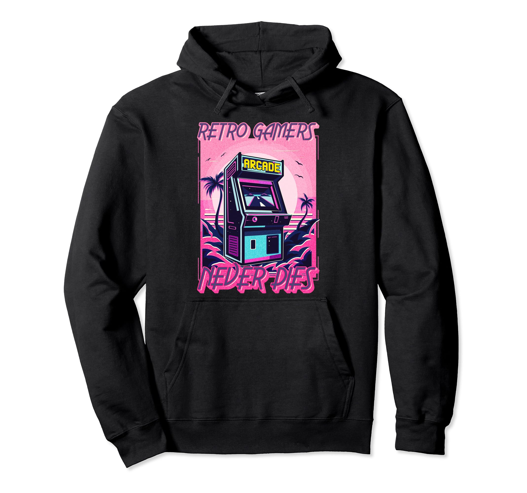 Arcade Old Gamers Never Die Hoodie - Novelty Apparel Men Women - T-Shirt, Sweatshirt, Hoodie