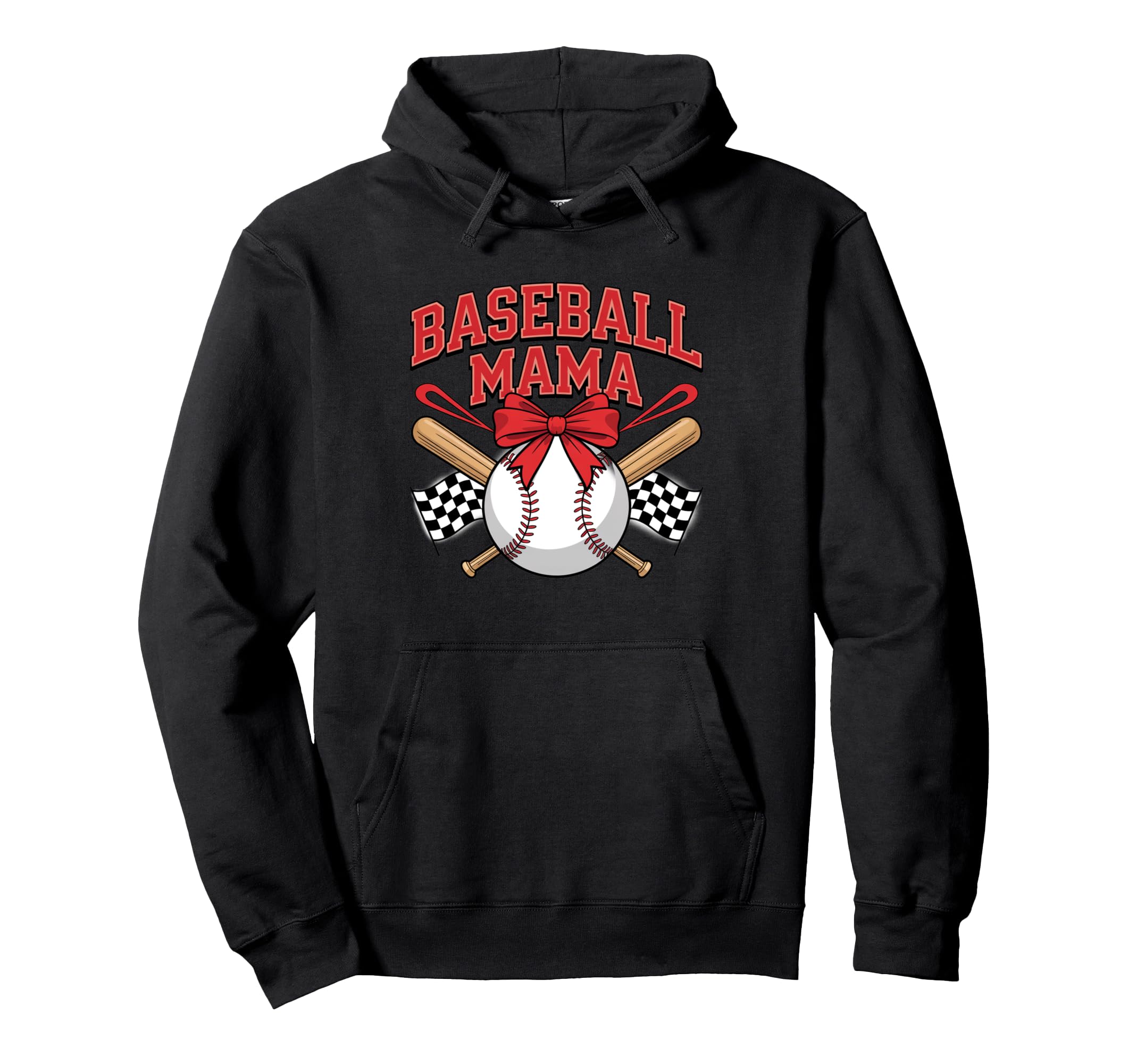 Coquette Bow American Baseball Mom Mama Hoodie - Custom Art Print Men Women - T-Shirt, Sweatshirt, Hoodie