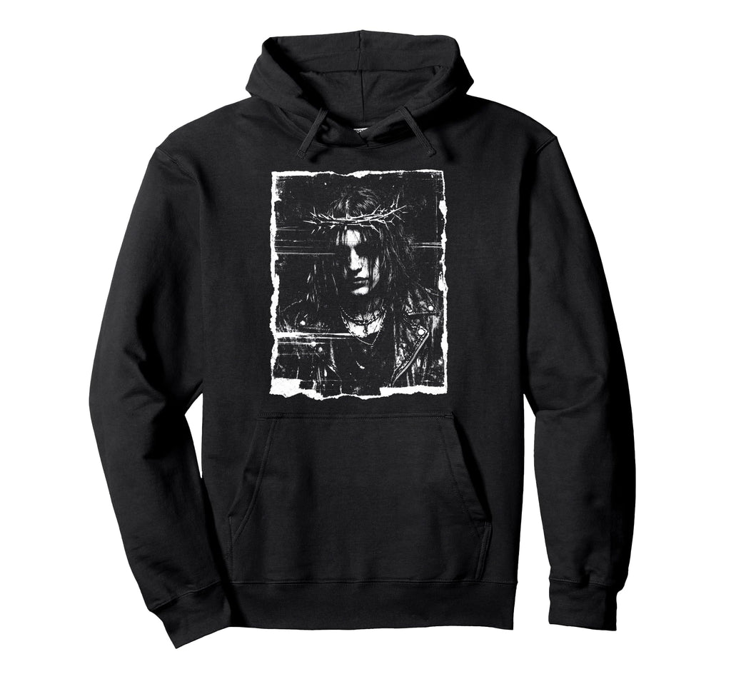 Gothic Messiah Crown Thorns Rocker Hoodie - Aesthetic Graphic Men Women - T-Shirt, Sweatshirt, Hoodie